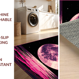 Ultra Soft Area Rug, Non Slip, Stain Resistant, Washable Area Rugs for Living Room, Bedroom, Moon Phase Elegant Textured Design(Purple)