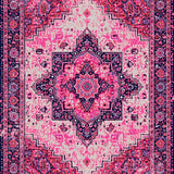 Ultra Soft Area Rug, Non Slip, Stain Resistant, Washable Area Rugs for Living Room, Bedroom, Boho Medallion Distressed(Pink)