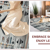 Ultra Soft Area Rug, Non Slip, Stain Resistant, Washable Area Rugs for Living Room, Bedroom, Chic Southwest Inspired Design(Gray)