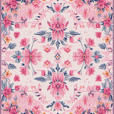 Ultra Soft Area Rug, Non Slip, Stain Resistant, Washable Area Rugs for Living Room, Bedroom, Boho Floral Non-Slip Kids Room(Pink)