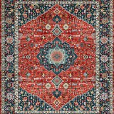 Ultra Soft Area Rug, Non Slip, Stain Resistant, Washable Area Rugs for Living Room, Bedroom, Boho Oriental Low-Pile(Red)