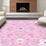 Ultra Soft Area Rug, Non Slip, Stain Resistant, Washable Area Rugs for Living Room, Bedroom, Charming Whimsical Floral Array(Pink)