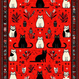 Ultra Soft Area Rug, Non Slip, Stain Resistant, Washable Area Rugs for Living Room, Bedroom, Funny Western Cat(Red)