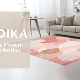 Ultra Soft Area Rug, Non Slip, Stain Resistant, Washable Area Rugs for Living Room, Bedroom, Chic Curvy Bow Accent Rug with Artful Looped Ends and Minimalist Dot Details(Pink)