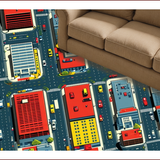 Ultra Soft Area Rug, Non Slip, Stain Resistant, Washable Area Rugs for Living Room, Bedroom, Vibrant Cityscape Educational Design(Red)