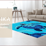 Ultra Soft Area Rug, Non Slip, Stain Resistant, Washable Area Rugs for Living Room, Bedroom, Modern Sea Turtle Coastal Bedroom Low Pile Rug(Blue)