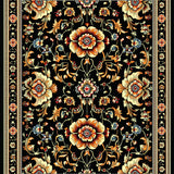 Ultra Soft Area Rug, Non Slip, Stain Resistant, Washable Area Rugs for Living Room, Bedroom, Elegant Floral Non-Slip Living Room Rug(Black)