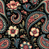 Ultra Soft Area Rug, Non Slip, Stain Resistant, Washable Area Rugs for Living Room, Bedroom, Paisley Floral Print(Black)