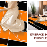 Ultra Soft Area Rug, Non Slip, Stain Resistant, Washable Area Rugs for Living Room, Bedroom, Playful Court Lines Design(Orange)