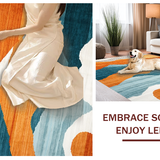 Ultra Soft Area Rug, Non Slip, Stain Resistant, Washable Area Rugs for Living Room, Bedroom, Contemporary Colorful Geometric Expression(Orange)