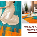 Ultra Soft Area Rug, Non Slip, Stain Resistant, Washable Area Rugs for Living Room, Bedroom, Luxurious Low Pile Artistic Print(Blue)
