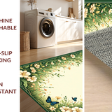 Ultra Soft Area Rug, Non Slip, Stain Resistant, Washable Area Rugs for Living Room, Bedroom, Vibrant Butterfly Botanical Print(Beige)