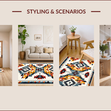Ultra Soft Area Rug, Non Slip, Stain Resistant, Washable Area Rugs for Living Room, Bedroom, Southwestern Ivory Bathroom Rug with Non-Slip Backing(Red)