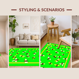 Ultra Soft Area Rug, Non Slip, Stain Resistant, Washable Area Rugs for Living Room, Bedroom, Lively Black Contemporary Print(Green)