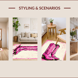 Ultra Soft Area Rug, Non Slip, Stain Resistant, Washable Area Rugs for Living Room, Bedroom, Pink Cowgirl Boot Western Entryway Rug(Pink)
