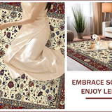 Ultra Soft Area Rug, Non Slip, Stain Resistant, Washable Area Rugs for Living Room, Bedroom, Luxurious Classic Ornate Patterns(Ivory)