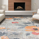 Lush Gray Orange Botanical Print(Gray)