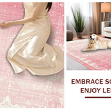 Ultra Soft Area Rug, Non Slip, Stain Resistant, Washable Area Rugs for Living Room, Bedroom, Modern Bow Scallop Accent Rug with Coquette Ribbon and Preppy Detailing(Pink)