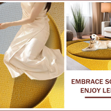 Ultra Soft Area Rug, Non Slip, Stain Resistant, Washable Area Rugs for Living Room, Bedroom, Gold Round Geometric Living Room Non-Slip Rug(Yellow)