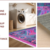 Ultra Soft Area Rug, Non Slip, Stain Resistant, Washable Area Rugs for Living Room, Bedroom, Chic Teal and Pink Mosaic Blend(Pink)