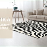Ultra Soft Area Rug, Non Slip, Stain Resistant, Washable Area Rugs for Living Room, Bedroom, Ivory Black Zebra Print Hallway Runner Rug Non-Shedding(White)