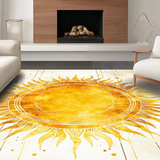 Ultra Soft Area Rug, Non Slip, Stain Resistant, Washable Area Rugs for Living Room, Bedroom, Vibrant Sunburst Abstract Aesthetic(Gold)