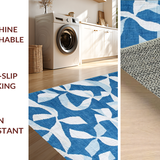 Ultra Soft Area Rug, Non Slip, Stain Resistant, Washable Area Rugs for Living Room, Bedroom, Sweet Cerulean Ribbon Accent Rug With Trendy Coquette Flair For Preppy Decor(Blue)