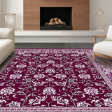 Ultra Soft Area Rug, Non Slip, Stain Resistant, Washable Area Rugs for Living Room, Bedroom, Dark Purple Botanical Inspiration(Purple)