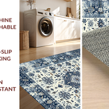 Ultra Soft Area Rug, Non Slip, Stain Resistant, Washable Area Rugs for Living Room, Bedroom, Luxurious Vintage Diamond Pattern(White)
