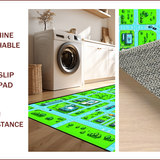 Ultra Soft Area Rug, Non Slip, Stain Resistant, Washable Area Rugs for Living Room, Bedroom, Vibrant Urban Playground Design(Green)