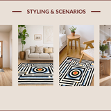 Ultra Soft Area Rug, Non Slip, Stain Resistant, Washable Area Rugs for Living Room, Bedroom, Vivid Geometric Fantasy Motif(Black)
