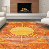 Ultra Soft Area Rug, Non Slip, Stain Resistant, Washable Area Rugs for Living Room, Bedroom, Sophisticated Abstract Warmth Design(Orange)