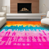 Ultra Soft Area Rug, Non Slip, Stain Resistant, Washable Area Rugs for Living Room, Bedroom, Joyful Eclectic Circular Shapes Theme(Orange)