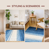 Ultra Soft Area Rug, Non Slip, Stain Resistant, Washable Area Rugs for Living Room, Bedroom, Modern Gradient Stripe Rug(Blue)