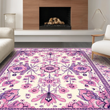 Ultra Soft Area Rug, Non Slip, Stain Resistant, Washable Area Rugs for Living Room, Bedroom, Whimsical Mushroom Botanical Motif(Ivory)