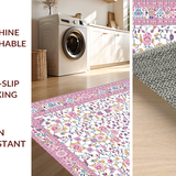 Ultra Soft Area Rug, Non Slip, Stain Resistant, Washable Area Rugs for Living Room, Bedroom, Timeless Classic Floral Elements(White)