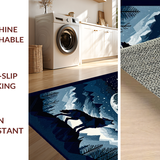Ultra Soft Area Rug, Non Slip, Stain Resistant, Washable Area Rugs for Living Room, Bedroom, Soft Gray Animal Silhouette Design(Blue)