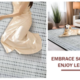 Ultra Soft Area Rug, Non Slip, Stain Resistant, Washable Area Rugs for Living Room, Bedroom, Sleek Silver Geometric Motif(Gray)