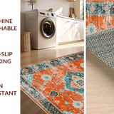 Ultra Soft Area Rug, Non Slip, Stain Resistant, Washable Area Rugs for Living Room, Bedroom, Whimsical Geometric Orange Design(Orange)