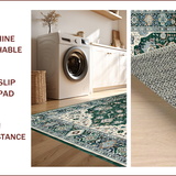Ultra Soft Area Rug, Non Slip, Stain Resistant, Washable Area Rugs for Living Room, Bedroom, Chic Earthy Tones Abstract Motif(Green)