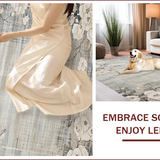 Ultra Soft Area Rug, Non Slip, Stain Resistant, Washable Area Rugs for Living Room, Bedroom, Eclectic Earthy Floral Arrangement(Gray)