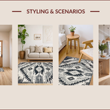 Ultra Soft Area Rug, Non Slip, Stain Resistant, Washable Area Rugs for Living Room, Bedroom, Tribal Gray Abstract Arrangement(Black)