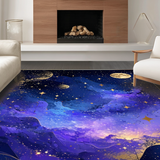 Ultra Soft Area Rug, Non Slip, Stain Resistant, Washable Area Rugs for Living Room, Bedroom, Vibrant Ethereal Universe Design(Purple)