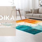 Ultra Soft Area Rug, Non Slip, Stain Resistant, Washable Area Rugs for Living Room, Bedroom, Eclectic Aqua and Coral Pattern(Orange)
