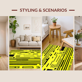 Ultra Soft Area Rug, Non Slip, Stain Resistant, Washable Area Rugs for Living Room, Bedroom, Chic Striped Coastal Aesthetic(Yellow)