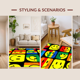 Ultra Soft Area Rug, Non Slip, Stain Resistant, Washable Area Rugs for Living Room, Bedroom, Energetic Youthful Design Elements(Yellow)