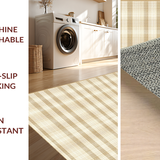 Ultra Soft Area Rug, Non Slip, Stain Resistant, Washable Area Rugs for Living Room, Bedroom, Elegant Neutral Checkered Aesthetic(Beige)