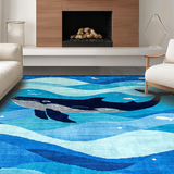 Ultra Soft Area Rug, Non Slip, Stain Resistant, Washable Area Rugs for Living Room, Bedroom, Vibrant Sea Creature Pattern(Blue)