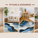 Ultra Soft Area Rug, Non Slip, Stain Resistant, Washable Area Rugs for Living Room, Bedroom, Trendy Minimalist Marble Effect(Blue)