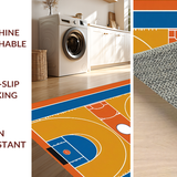 Ultra Soft Area Rug, Non Slip, Stain Resistant, Washable Area Rugs for Living Room, Bedroom, Bold Geometric Basketball Motif(Orange)